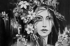 Tapeta čiernobiela originálna maľba ženy - 300x200