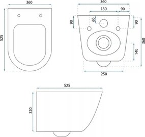 Rea Eddy, závesné záchodová misa Tornado Rimless 525x360x360 mm so sedátkom, REA-C6560