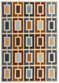 Ručne všívaný kusový koberec Illusion Retro Blocks Blue/Multi, 160x230, viacfarebná, obývacia izba, Flair Rugs