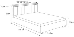 ČALÚNENÁ POSTEĽ MIRABELA 140x200 ČIERNA ZAMATOVÁ LÁTKA JASMINE 100 S ROŠTOM