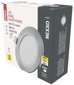 EMOS Vstavané LED osvetlenie NEXXO, 7W, teplá biela-denná biela, okrúhle, strieborné