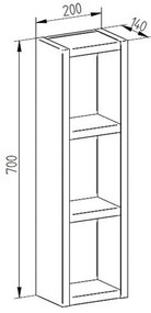 Mereo Aira, kúpeľňová skrinka 20 cm horná, policová, dub Halifax, MER-CN726SH