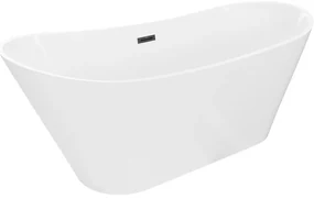 Mexen Dora, voľne stojaca vaňa 150 x 75 cm, biela, čierny prepad, 52071507500-70