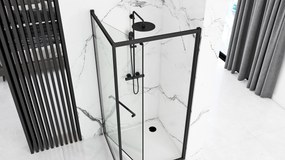 Sprchovací kút REA SPACE IN 80/dvere x 100/zástena cm, čierny/transparent - bez vaničky