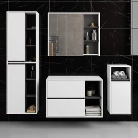 Kúpeľňová zostava VAMI s otvormi na umývadlo, biela / grafitová / sivá