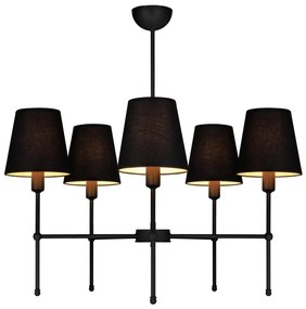 Luster na tyči MADELA 5xE14/40W/230V čierna