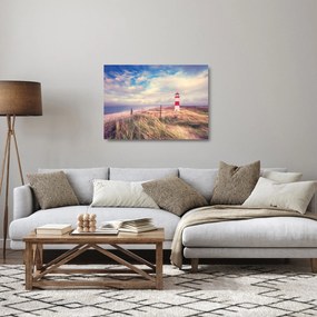 Sklenený obraz - Červený maják (70x50 cm)