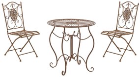 Súprava kovových stoličiek a stola Aldeano (SET 2+1) - Hnedá antik