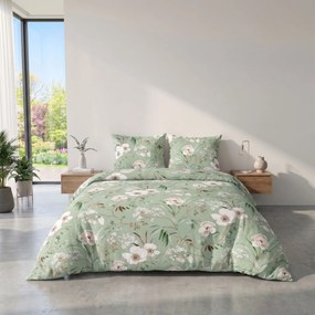Kvalitex Bavlnené obliečky DELUX 220x200 + 2x 70x90 cm - MAGNOLIA zelená