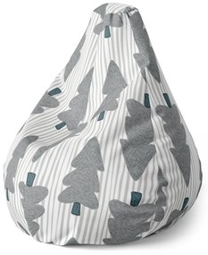 Sablio Sedací vak Pear Sivé stromčeky - 70 x 95 x 15 cm