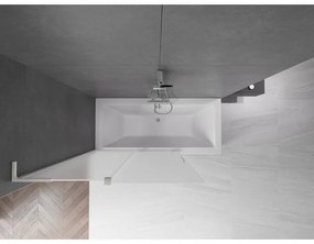 Mexen Velar L, 2-krídlová posuvná vaňová zástena 120 x 150 cm, 8mm sklo námraza, brúsená oceľ, 896-120-003-31-97