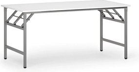 Konferenčný stôl FAST READY, 160x80 cm, sivostrieborná podnož, biela