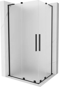 Mexen Velar L Duo, sprchový kút s posuvnými dverami 100 x 90 cm, 8mm sklo námraza, čierna matná, 871-100-090-02-33-70