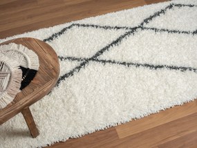 My Flair, Behúň My Shaggy Raute creme, 80x300, čiernobiela, chodba / predsieň