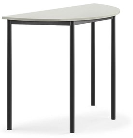 Stôl SONITUS, polkruh, 1200x600x760 mm, HPL - šedá, antracit