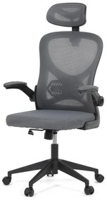 Kancelářská židle, šedá síťovina, černý plast, kolečka na tvrdé podlahy