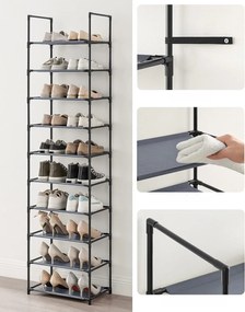 Stojan na topánky Halas 45 cm čierny/sivý