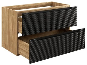 Závěsná skříňka pod umyvadlo Ocean 90 cm dub olejovaný/černá