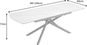 Rozkladací jedálenský stôl Mikado 46495 180/230x90cm Ceramik white marble  - Komfort-nábytok
