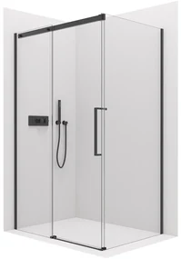 Cerano Lantono, sprchovací kút s posuvnými dverami 140(dvere) x 80(stena) x 195 cm, 8mm číre sklo, čierny profil, CER-CER-433175