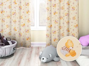 Biante Detský bavlnený záves Sandra SA-730 Medvedíky a včielky na svetlo žltom 150x230 cm