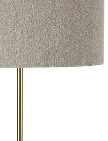 Moderná stojaca lampa mosadz s tienidlom z boucle taupe 50 cm - Kaso