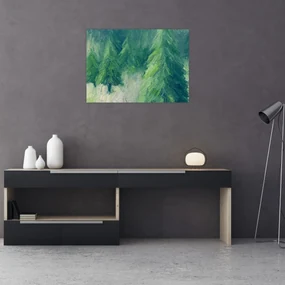 Sklenený obraz - Maľované ihličnany (70x50 cm)