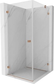 Mexen Lunar-B, výklopný sprchový kút ľavý 70 x 70 cm, 8mm číre sklo, profil medená matná, 832-070-070-65-00-L