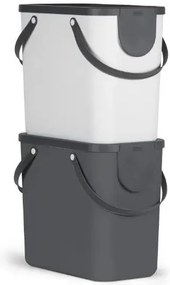 Odpadkový kôš stohovateľný, s nálepkami ALBULA, 25 l, biely/antracit