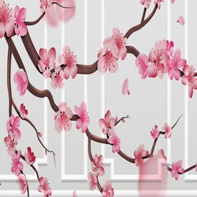 Ozdobný paraván Kvetoucí třešeň Japonsko - 110x170 cm, trojdielny, obojstranný paraván 360°
