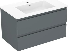 Mexen Orio, kúpeľňová skrinka 80 cm s umývadlom Otis, 2 zásuvky, grafitová matná/biela matná, 91A10-08047-2-BFF66-W18M01