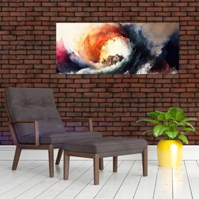Obraz - Vo víre povodne, akvarel (120x50 cm)