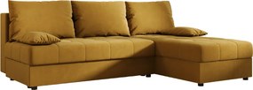 Rozkladacia obojstranná sedacia súprava do L VENORIA SLIM 200x143 cm, horčicová + 2 vankúšiky ZDARMA