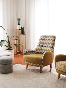 Křeslo Zikzak žluté/vícebarevné