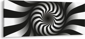 Abstraktný obraz čiernobiele špirály (120x50 cm)