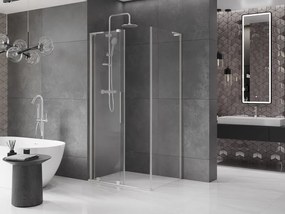 Mexen Velar L, sprchový kút s posuvnými dverami 110 x 80 cm, 8mm číre sklo, brúsená oceľ, 871-110-080-03-97