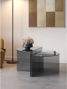 Sivé sklenené okrúhle konferenčné stolíky v súprave 2 ks ø 80 cm Velta – MOME