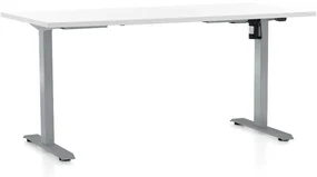 Výškovo nastaviteľný stôl OfficeTech A, 160 x 80 cm, sivá podnož, biela
