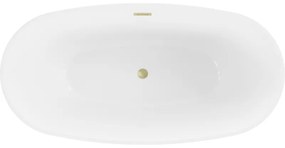 Mexen Eris, voľne stojaca vaňa 155 x 80 cm, biela-čierna, zlatý matný prepad, 53441558075-55