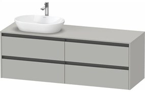 DURAVIT Ketho 2 závesná skrinka pod umývadlo na dosku (umývadlo vľavo), 4 zásuvky, 1600 x 550 x 568 mm, betón šedá matná, K24899L07070000