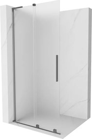 Mexen Velar L, posuvná sprchová zástena Walk-in 100 x 200 cm, 8mm sklo námraza, grafitová, 871-100-003-33-95