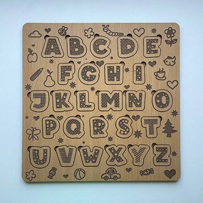 Drevené puzzle - ABECEDA - Biela