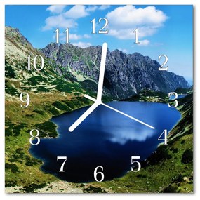 Nástenné sklenené hodiny Jazero hory 30x30 cm