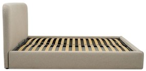 Béžová čalúnená dvojlôžková posteľ s úložným priestorom s roštom 140x190 cm Sea – Scandic