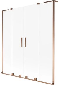 Mexen Velar L Duo, 2-krídlová posuvná vaňová zástena 140 x 150 cm, 8mm sklo námraza, ružové zlato, 896-140-003-32-60