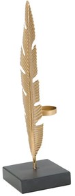 Dekoratívny svietnik v zlatej farbe Mauro Ferretti Feather, výška 34 cm