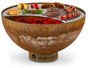 Blumfeldt Savage, ohnisko s grilom, Ø 60,5 cm, oceľ, ochranný kryt, hrdzavá