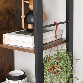 Knižnica so 4 policami a dvierkami, polica na knihy, rustikálna hnedá