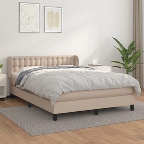 Boxspring posteľ s matracom kapučínová 140x200 cm umelá koža 3127318