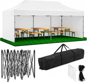 SPRINGOS Nožnicový záhradný stan 3×6 m – biely, obchodný pavilón na podujatia GP0006